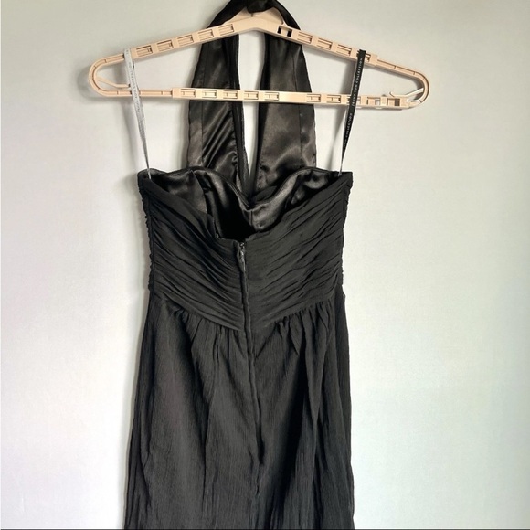Jenny Yoo Black Dress Women Sz 6 Silk Chiffon Wedding Whimsigoth Halter Y2K EUC - Picture 6 of 13